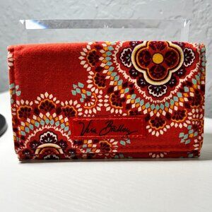 Vera Bradley Paprika Red Orange Floral Quilted Cotton Euro Wallet